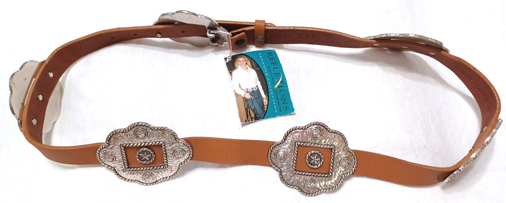 Montana Silversmiths Womens Frontier Leather Belt Metal Star Buckle Sz M 43" NWT